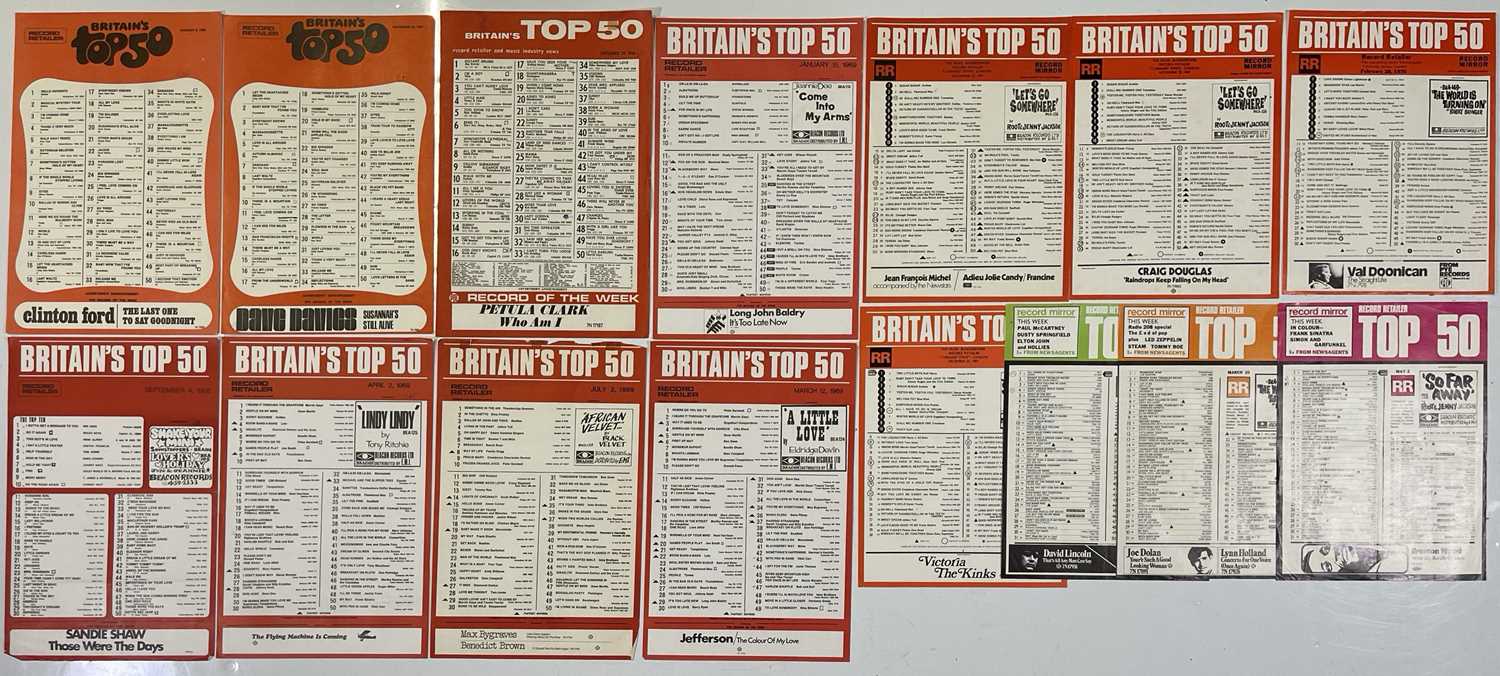 Lot 228 - TOP 50 CHART POSTERS C 66-70 INC BEATLES NUMBER ONES.