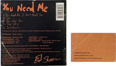 Lot 418 - ED SHEERAN RARE CD AND BUSINESS CARD.