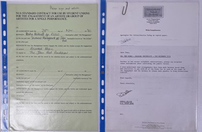 Lot 62 - 1970/80S CONTRACTS/BOOKING AGREEMENT ARCHIVE - CLASSIC ROCK AND PROG ARTISTS.