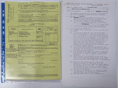 Lot 62 - 1970/80S CONTRACTS/BOOKING AGREEMENT ARCHIVE - CLASSIC ROCK AND PROG ARTISTS.