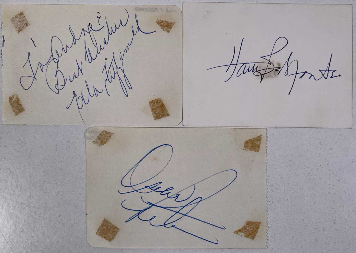 Lot 304 - JAZZ / BLUES AUTOGRAPHS - ELLA FITZGERALD / OSCAR PETERSON / HARRY BELAFONTE.