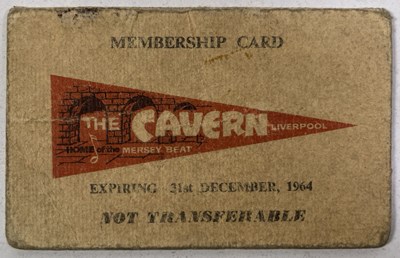 Lot 404 - THE BEATLES INTEREST  - AN ORIGINAL 1964 CAVERN CLUB MEMBERSHIP.