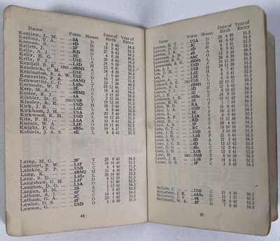Lot 405 - THE BEATLES - A 1954 LIVERPOOL INSTITUTE GREEN BOOK - PAUL MCCARTNEY / GEORGE HARRISON / LENNON / ASPINALL.