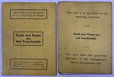 Lot 162 - THE BEATLES INTEREST - BEATLES ERA LIVERPOOL CLUB MEMBERSHIP CARDS.