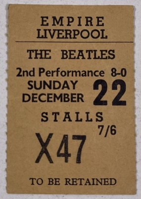 Lot 407 - THE BEATLES - EMPIRE LIVERPOOL TICKET STUB 1963.