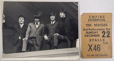 Lot 408 - THE BEATLES - EMPIRE LIVERPOOL TICKET STUB 1963 AND FAN TAKEN PHOTO.