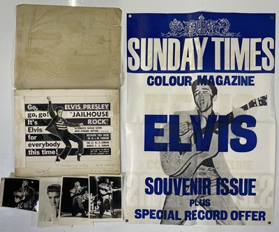 Lot 358 - ELVIS PRESLEY - ORIGINAL 'JAILHOUSE ROCK' PRESS ADVERT MOCK-UP BOARD AND EMI PRESS PHOTOS.