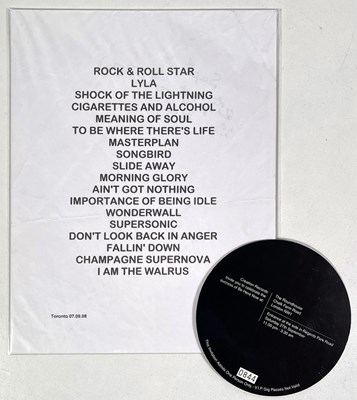 Lot 528 - OASIS - BE HERE NOW TOUR WRAP PARTY INVITE / TORONTO SET LIST.