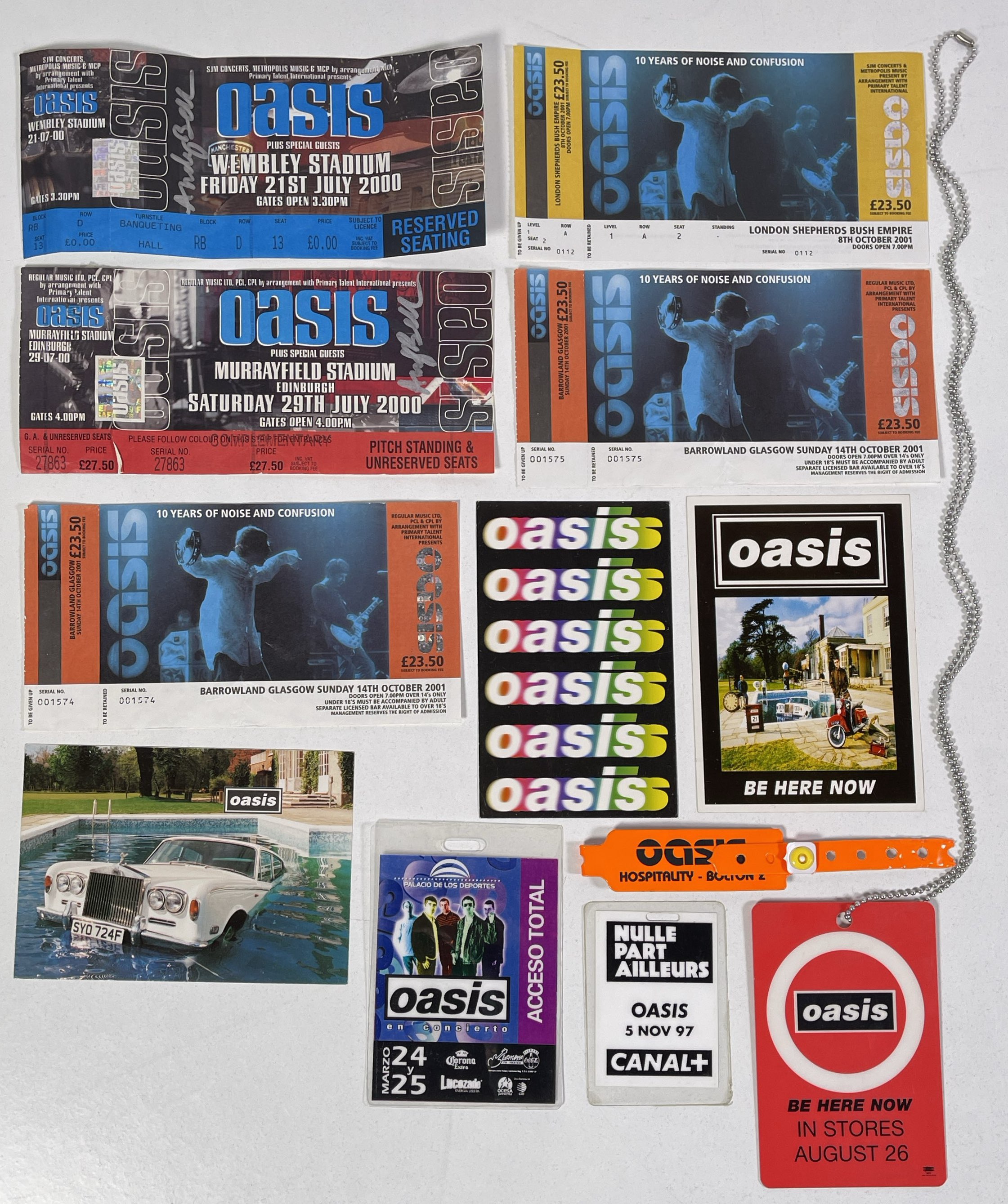 Oasis Programme Ebay Lot 530 - OASIS - TICKETS AND STAGE PASSES.
