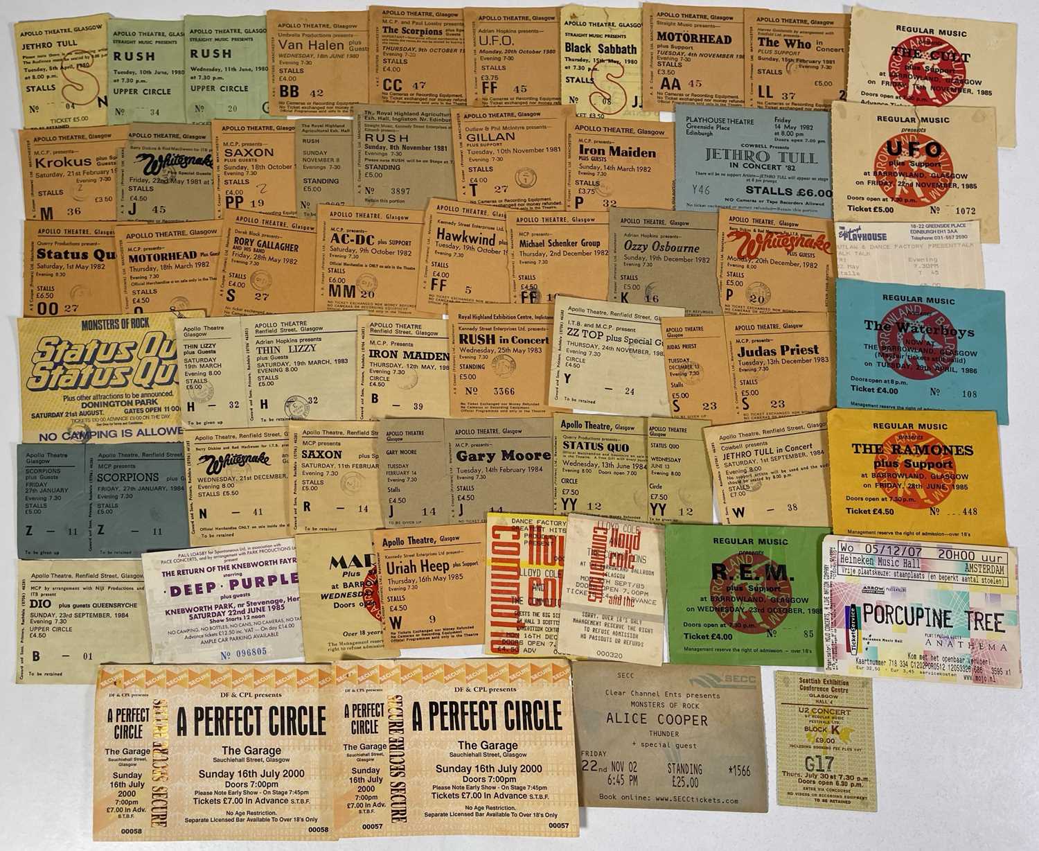 Lot 137 - HARD ROCK / METAL TICKET ARCHIVE.