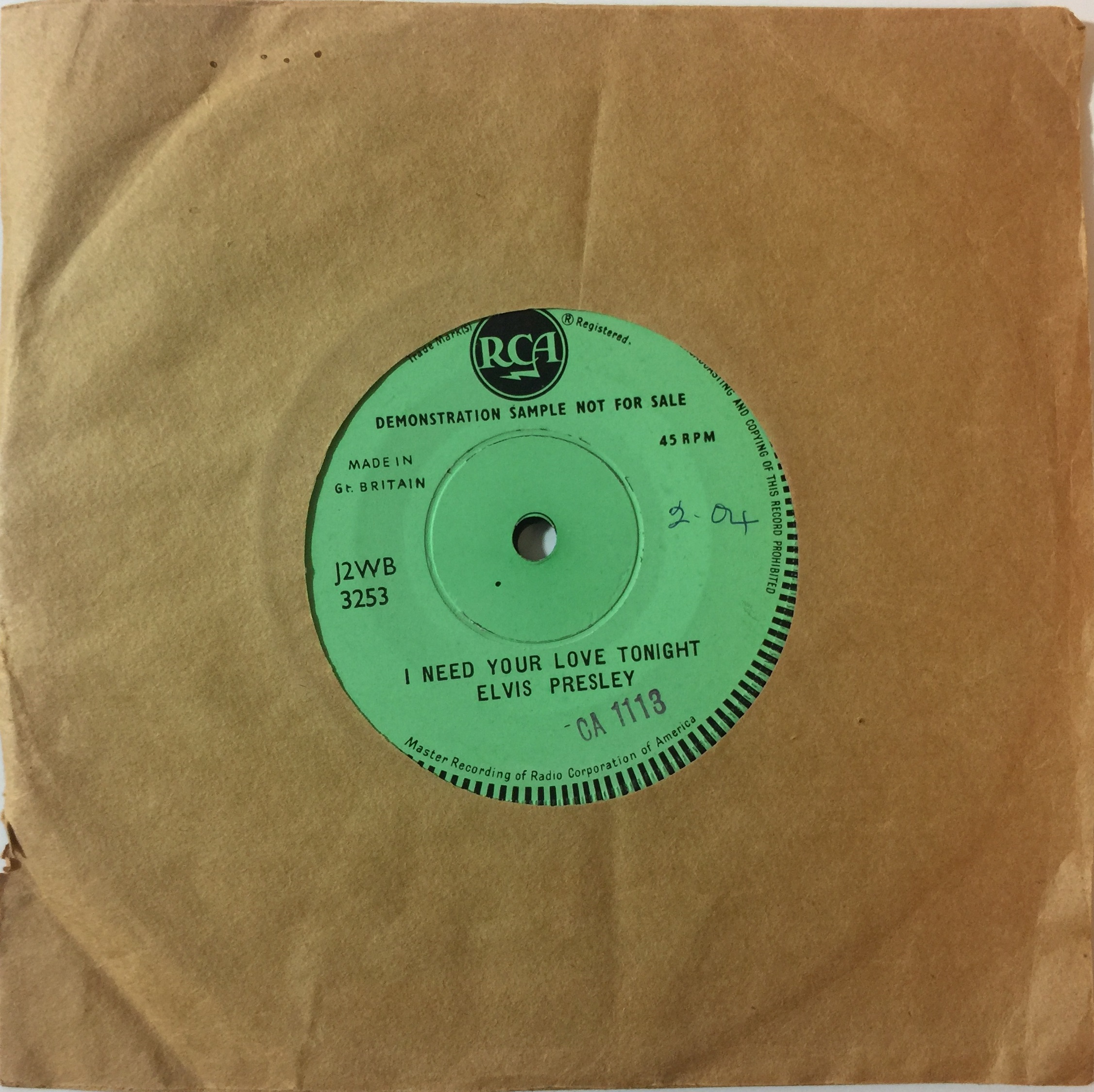 Lot 33 - Elvis Presley - A Fool Such As I/ I Need Your