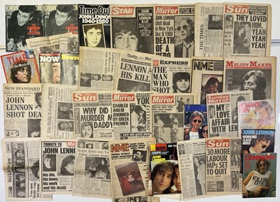 Lot 413 - THE BEATLES - JOHN LENNON HEADLINES - NEWSPAPERS/MAGAZINE COLLECTION.