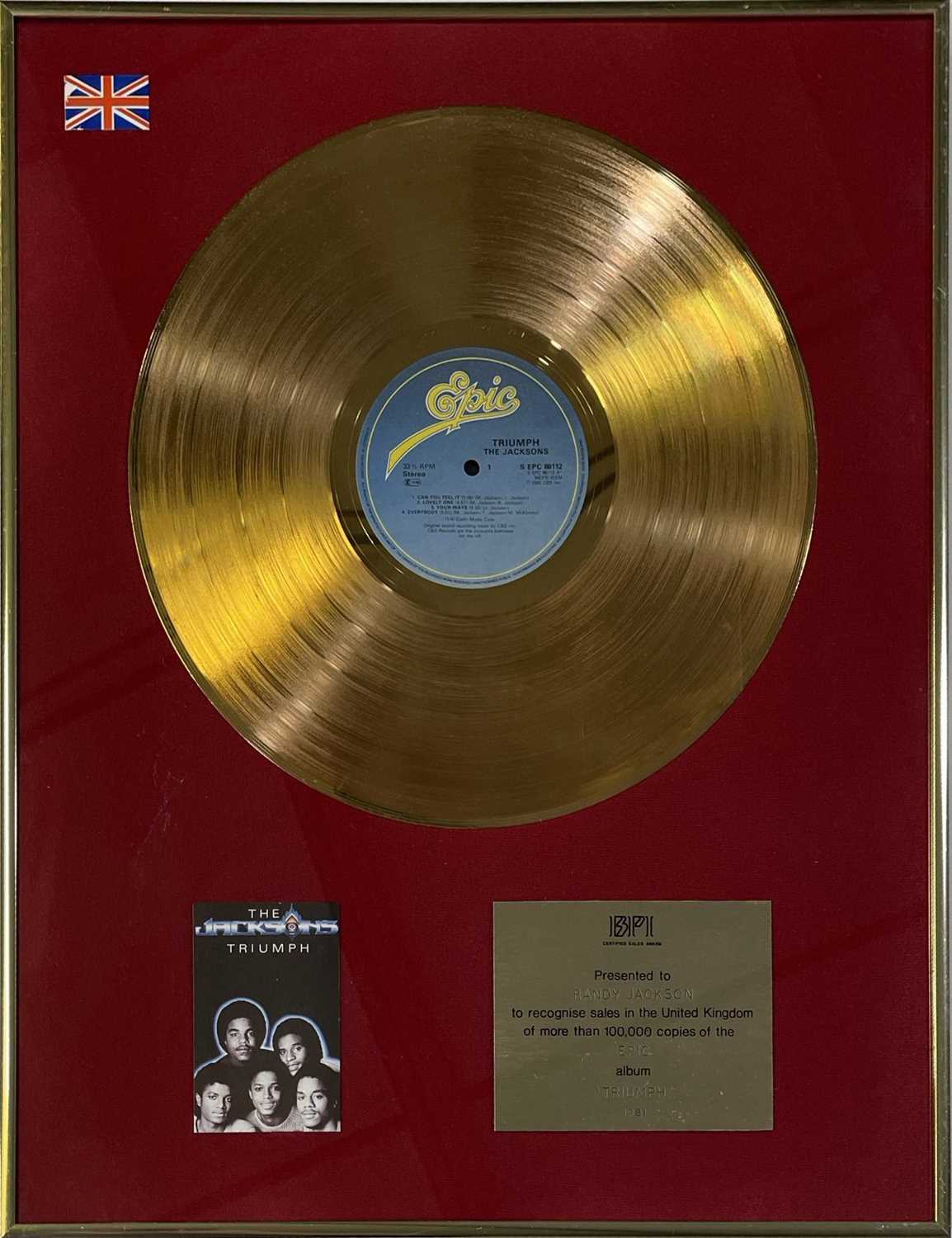 Lot 332 - THE JACKSON - OFFICIAL BPI GOLD DISC AWARD.