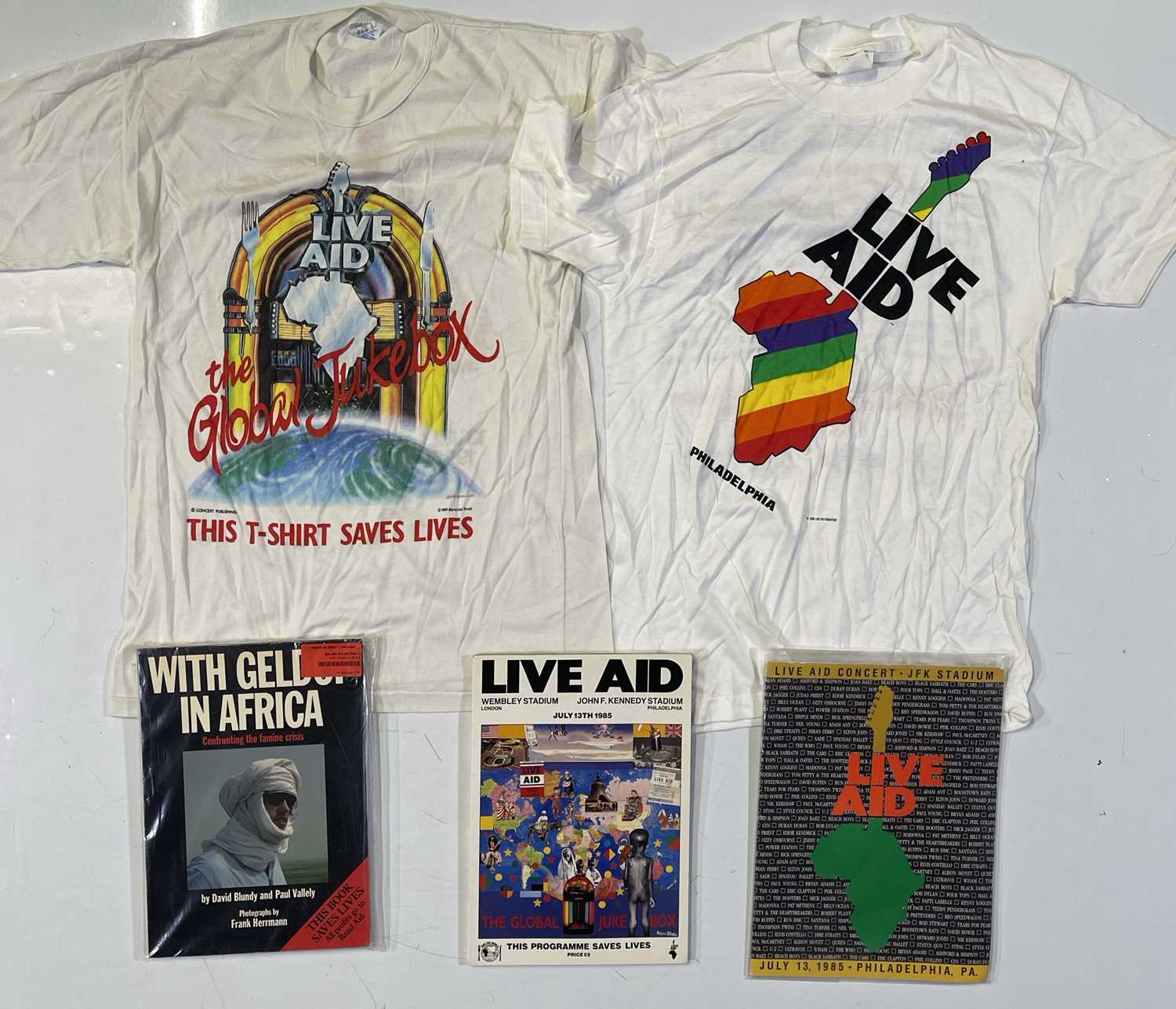 Lot 352 LIVE AID ORIGINAL T SHIRTS AND PROGRAMME