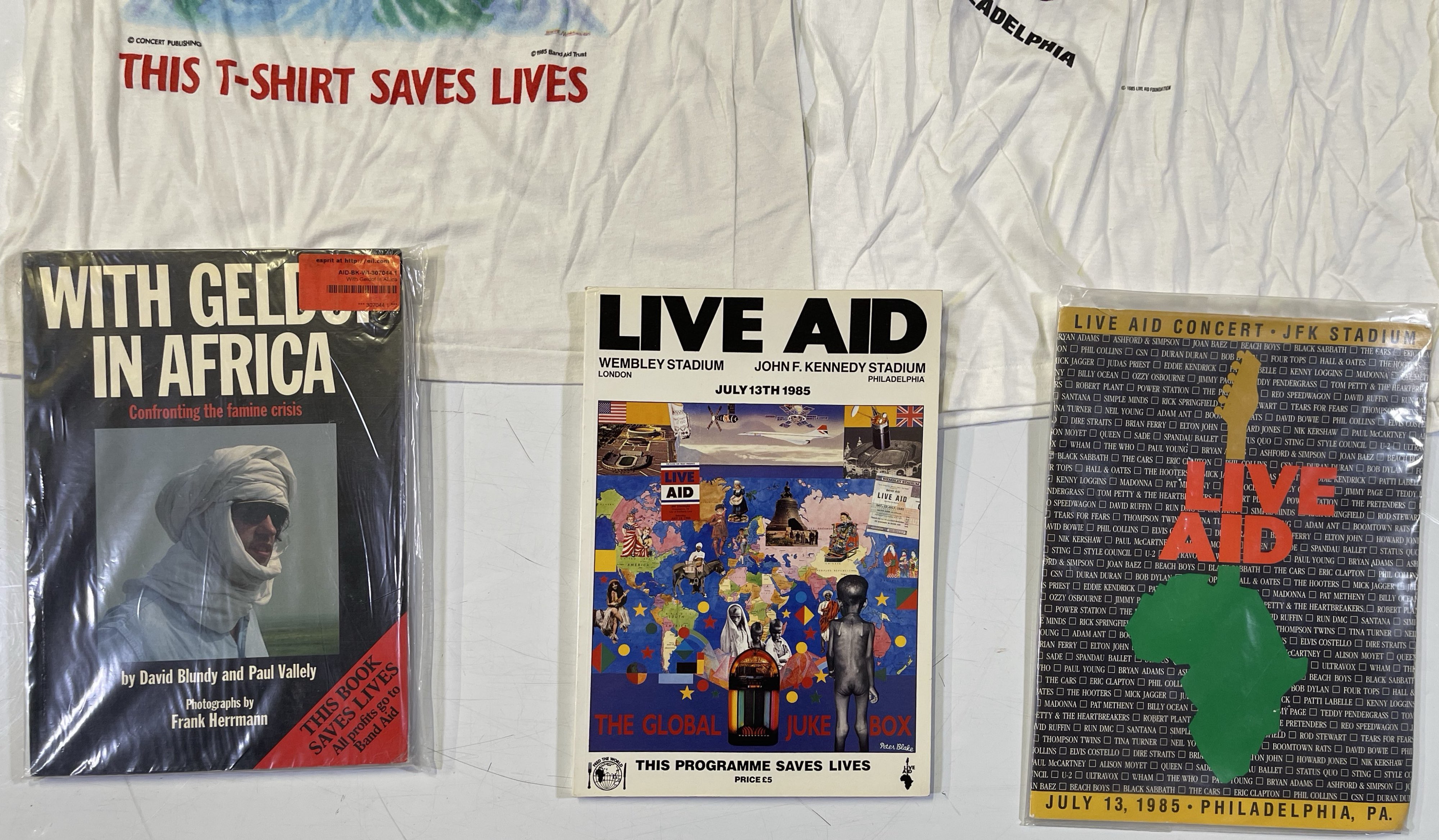 Lot 352 - LIVE AID - ORIGINAL T-SHIRTS AND PROGRAMME.