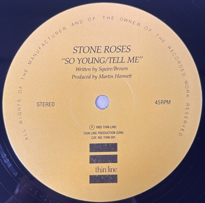 Lot 59 - THE STONE ROSES - SO YOUNG/TELL ME 12" (ORIGINAL UK RELEASE - THIN LINE THIN 001)