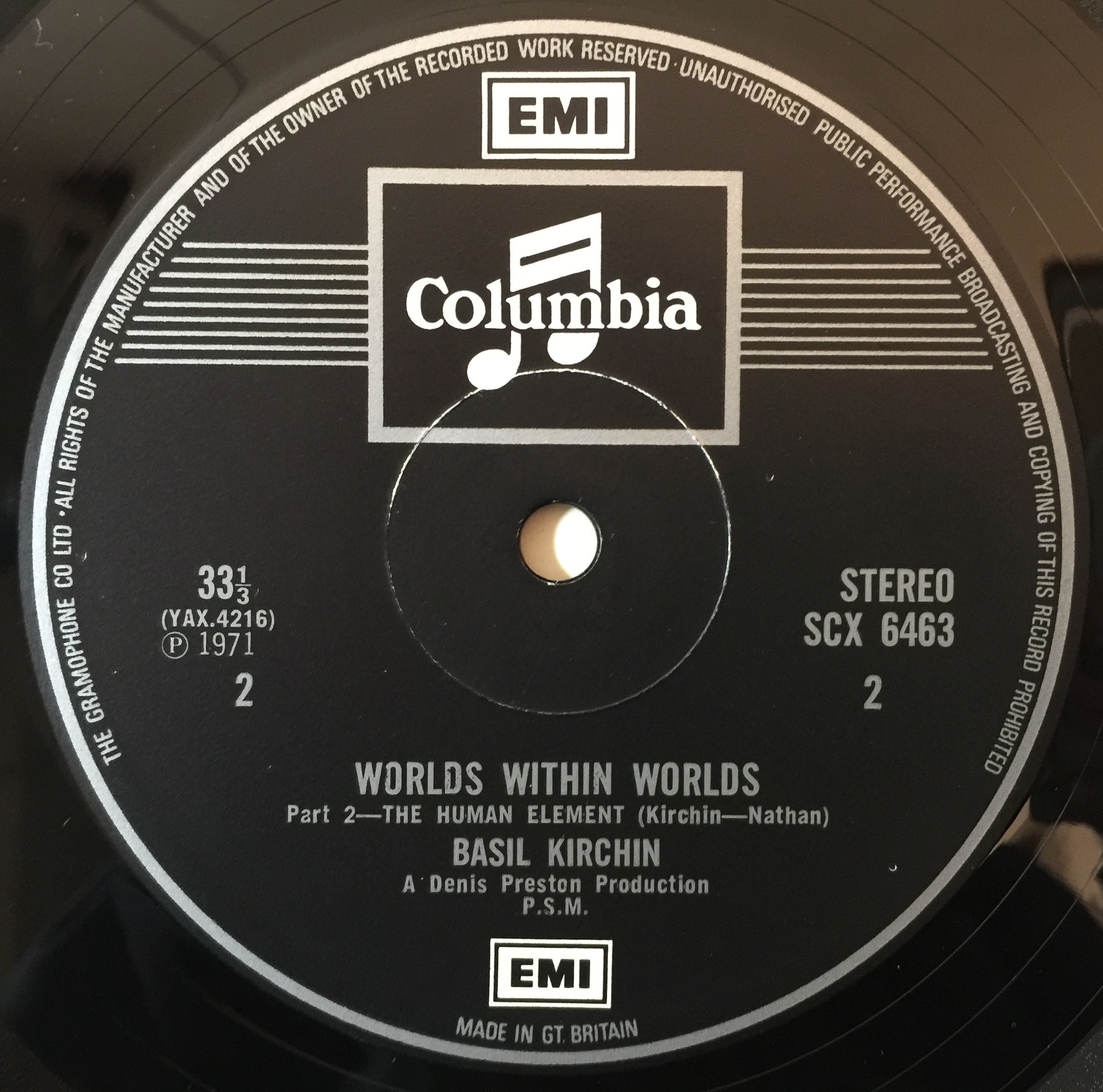 Lot 13 BASIL KIRCHIN WORLDS WITHIN WORLDS LP