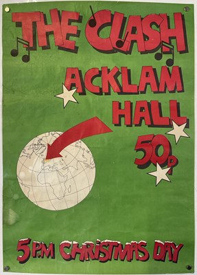 Lot 45 - THE CLASH - ORIGINAL 1979 CHRISTMAS DAY ACKLAM HALL POSTER.