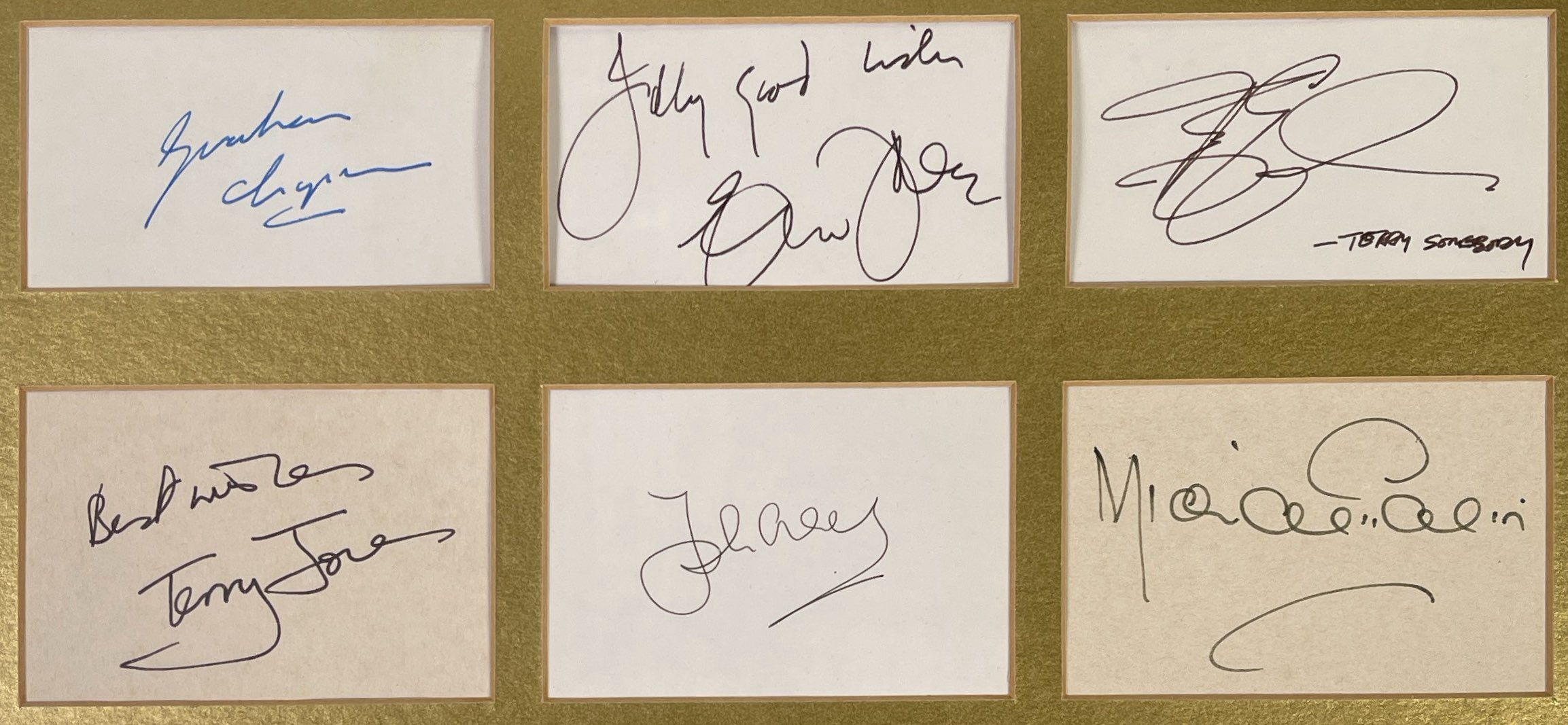 Monty Python Emblems Lot 9 - MONTY PYTHON - FRAMED DISPLAY WITH SIX PYTHON