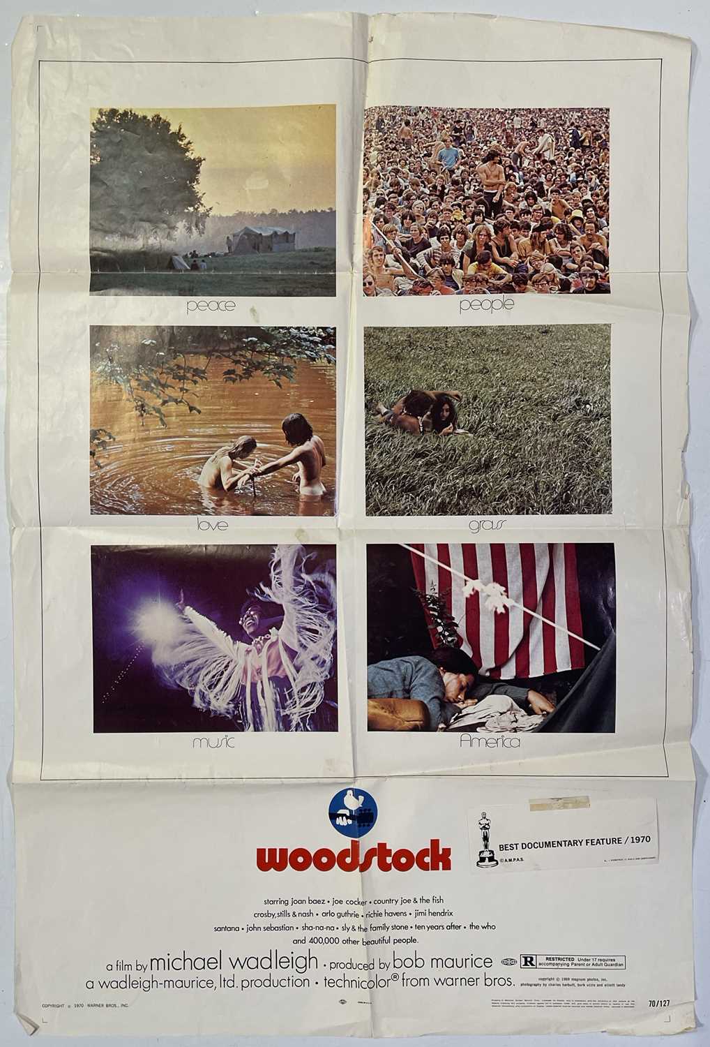 Lot 10 - WOODSTOCK (1970) ORIGINAL US ONE-SHEET POSTER.
