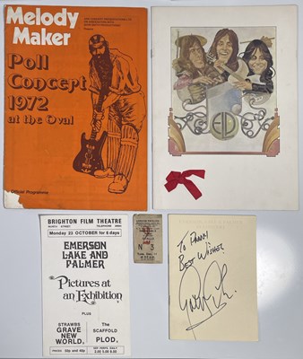 Lot 22 - EMERSON, LAKE AND PALMER - PROGRAMMES, TICKET, GREG LAKE SIGNATURE.