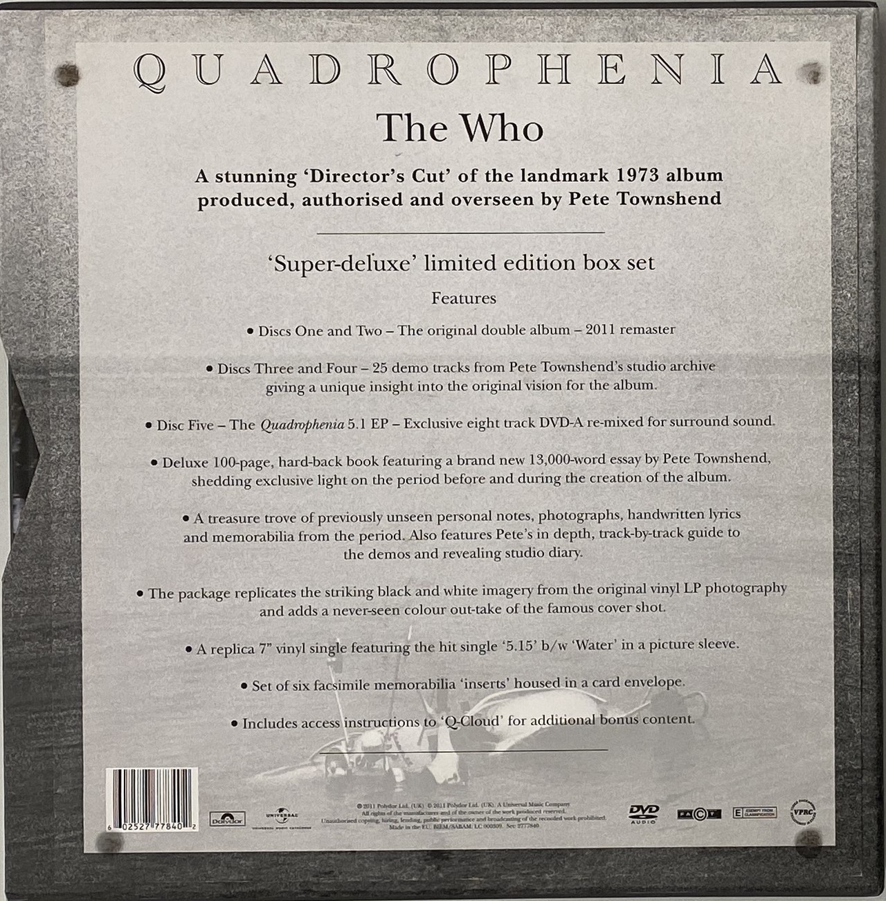 Lot 40 - THE WHO - QUADROPHENIA CD/ 7