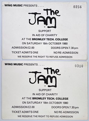 Lot 516 - THE JAM - PAIR OF BROMLEY TECH COLLEGE TICKETS.