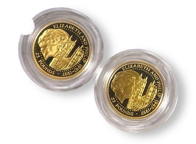 Lot 59 - COLLECTABLE COINS - TWO 1997 GUERNSEY PROOF GOLD COINS.