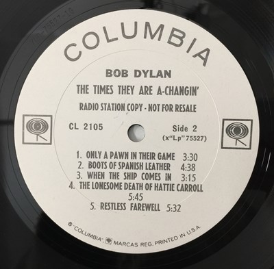 Lot 22 - BOB DYLAN - THE TIMES THEY ARE A-CHANGIN' LP (ORIGINAL US PROMO COPY - COLUMBIA CL 2105)