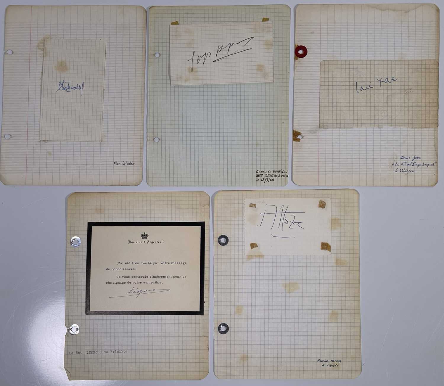Lot 51 - FRENCH AND EUROPEAN STATESMEN AND NOTABLE FIGURES - AUTOGRAPHS INC LEOPOLD OF BELGIUM / POMPIDOU.