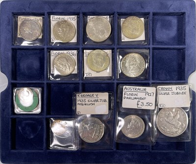 Lot 61 - SILVER COIN COLLECTION  INC 19TH C FLORIN.