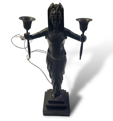 Lot 12 - ART DECO EGYPTIAN BRASS TABLE LAMP.