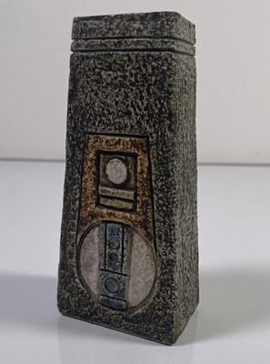 Lot 35 - TROIKA - COFFIN VASE DECORATED BY ANNETTE WALTERS.