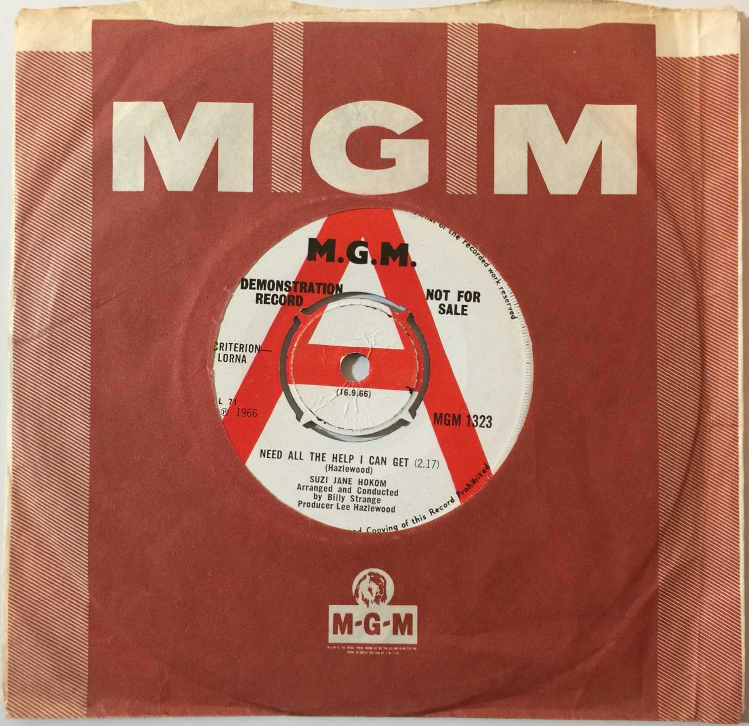 Lot 112 - Suzi Jane Hokom - Need All The Help I Can Get UK 7" DEMO (MGM 1323)