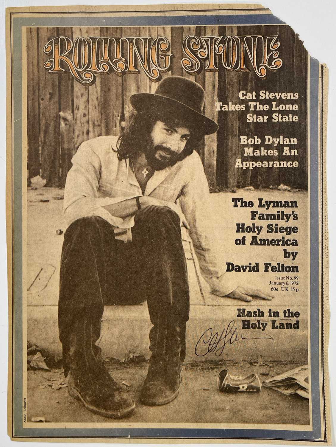 Lot 305 - CAT STEVENS SIGNED ROLLING STONE MAGAZINE FRONT PAGE.