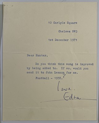 Lot 416 - THE BEATLES INTEREST - HANDWRITTEN LYRICS BY NOVELIST EDNA O'BRIEN FOR THE ATTENTION OF JOHN LENNON.