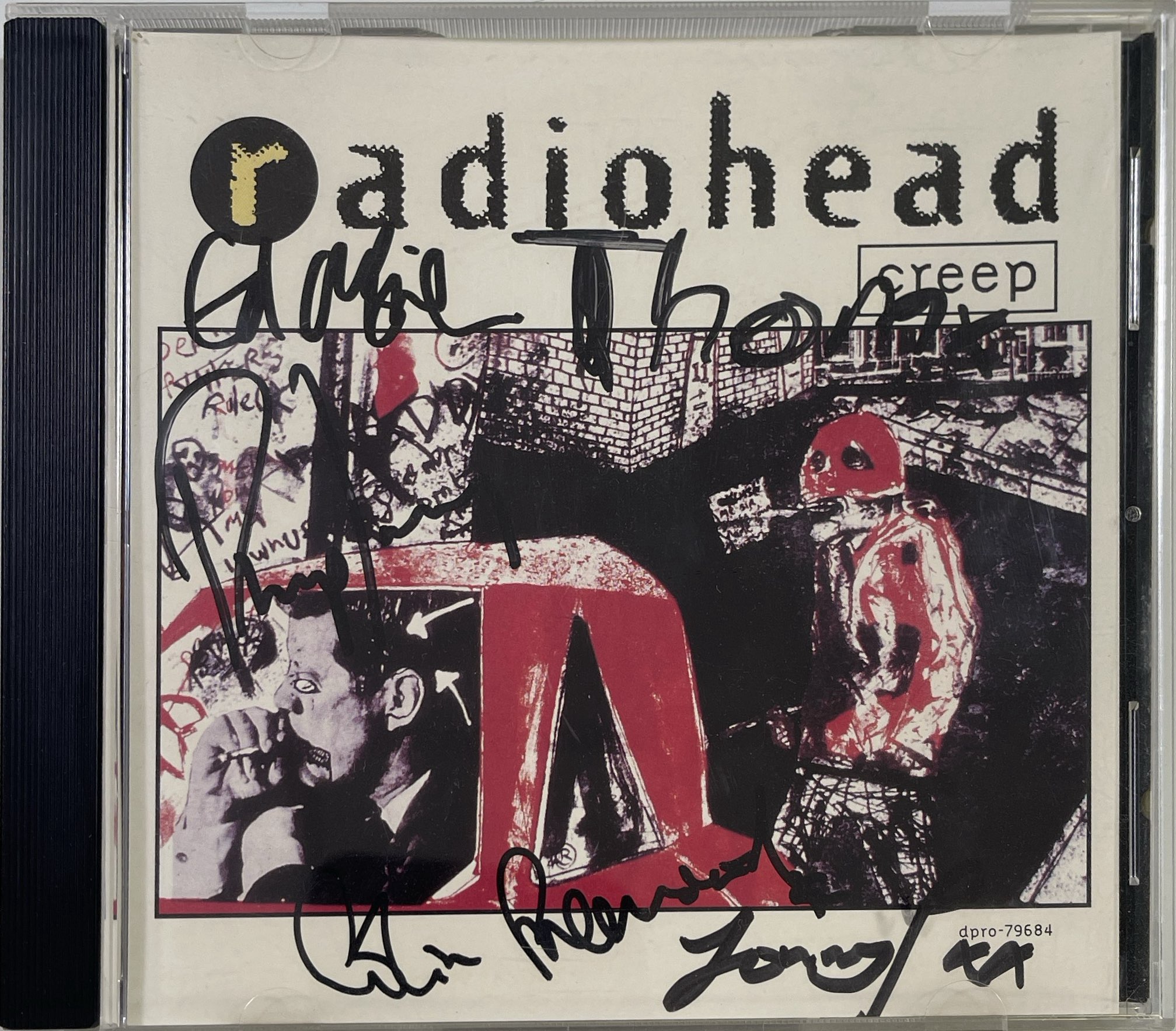 Radiohead Core Lot 308 - RADIOHEAD - CREEP CD PROMO FULLY SIGNED.