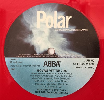 Lot 22 - ABBA - HOVAS VITTNE 12" (RED VINYL - POLAR JUB 50)