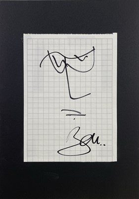 Lot 295 - BONO - SIGNED PAGE WITH DOODLE.