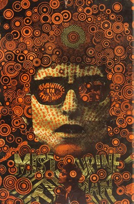 Lot 16 - BLOWIN' IN THE MIND - BOB DYLAN - AN ORIGINAL MARTIN SHARP DESIGNED POSTER.