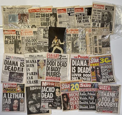 Lot 104 - COMMEMORATIVE NEWSPAPERS INC LENNON / ELVIS DEATHS.