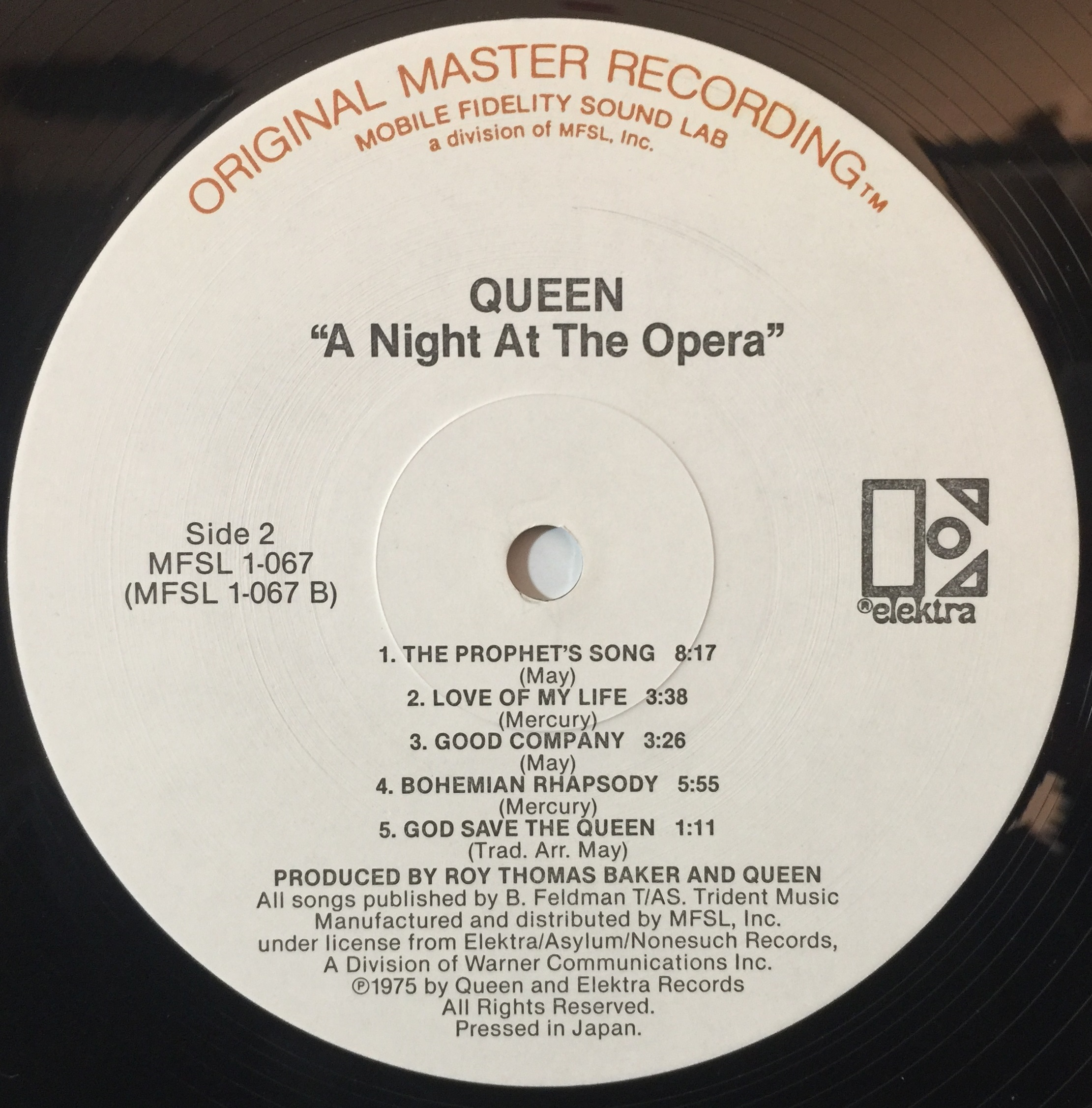 Lot 140 - Queen - A Night At The Opera LP (MFSL 1-067 -