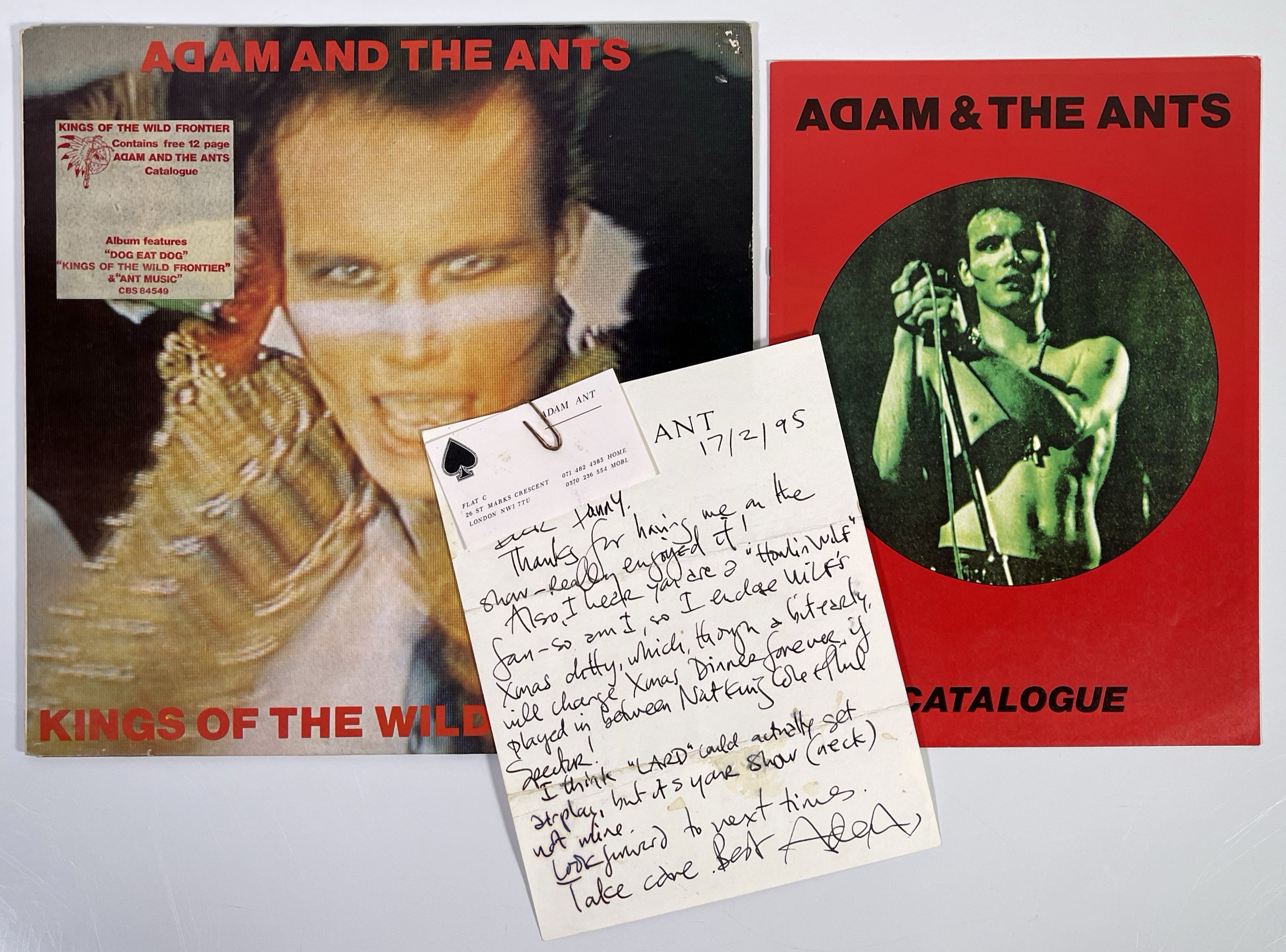 Lot 317 - ADAM AND THE ANTS - HANDWRITTEN LETTER