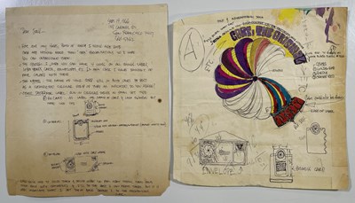 Lot 215 - SAN FRANCISCO / PSYCHEDELIC POSTER HISTORY - WES WILSON HANDWRITTEN LETTER AND DESIGNS.