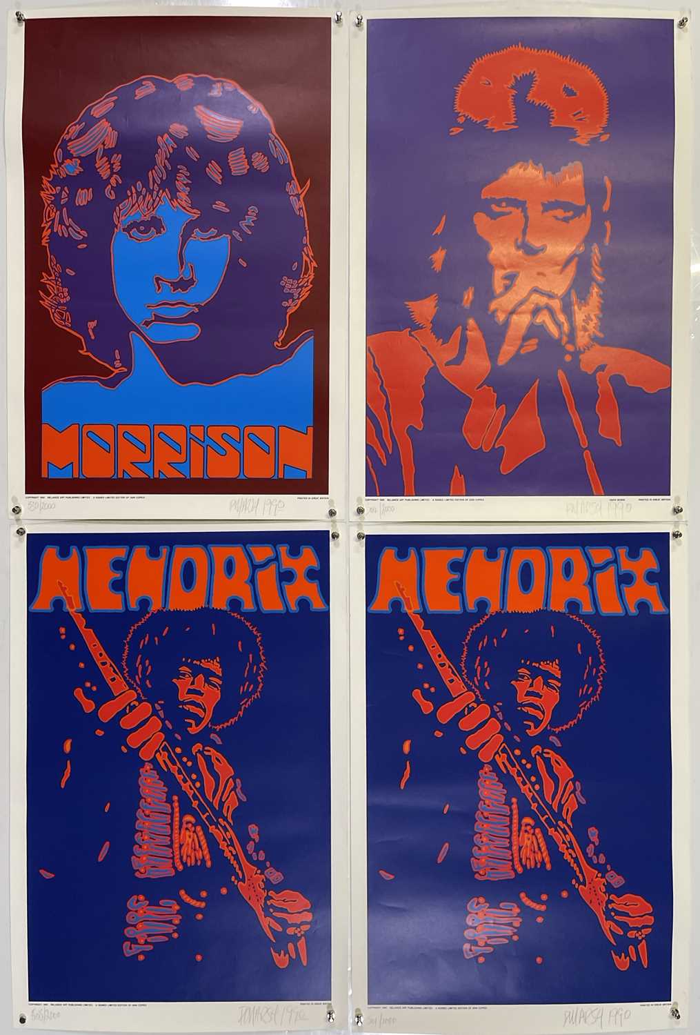 Lot 221 - PETER MARSH - SIGNED LIMITED EDITION ART POSTERS - HENDRIX / BOWIE / MORRISON.