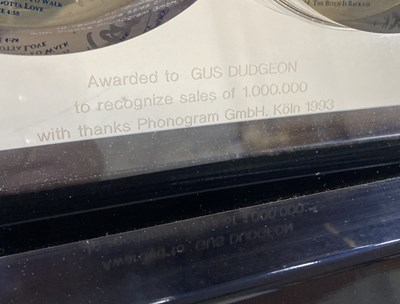 Lot 151 - ELTON JOHN GERMAN AWARD PRESENTED TO GUS DUDGEON