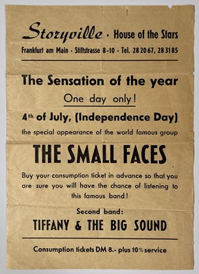 Lot 133 - THE SMALL FACES - ORIGINAL GERMAN HANDBILL AND 60S MEMORABILIA.