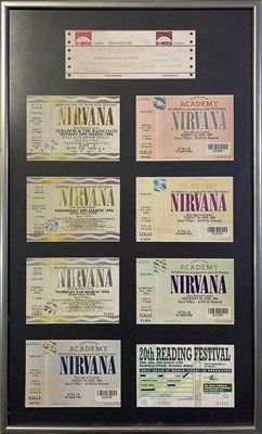 Lot 234 - NIRVANA - DISPLAY WITH NINE UNUSED TICKETS.