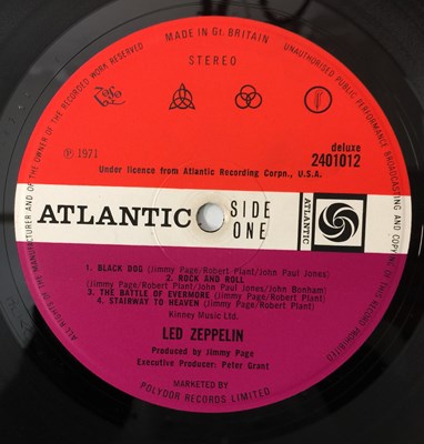 Lot 701 - LED ZEPPELIN - IV LP (2401012 - STOCK UK ORIGINAL - 'PETER GRANT' W/ CORRECTED FEATHER)