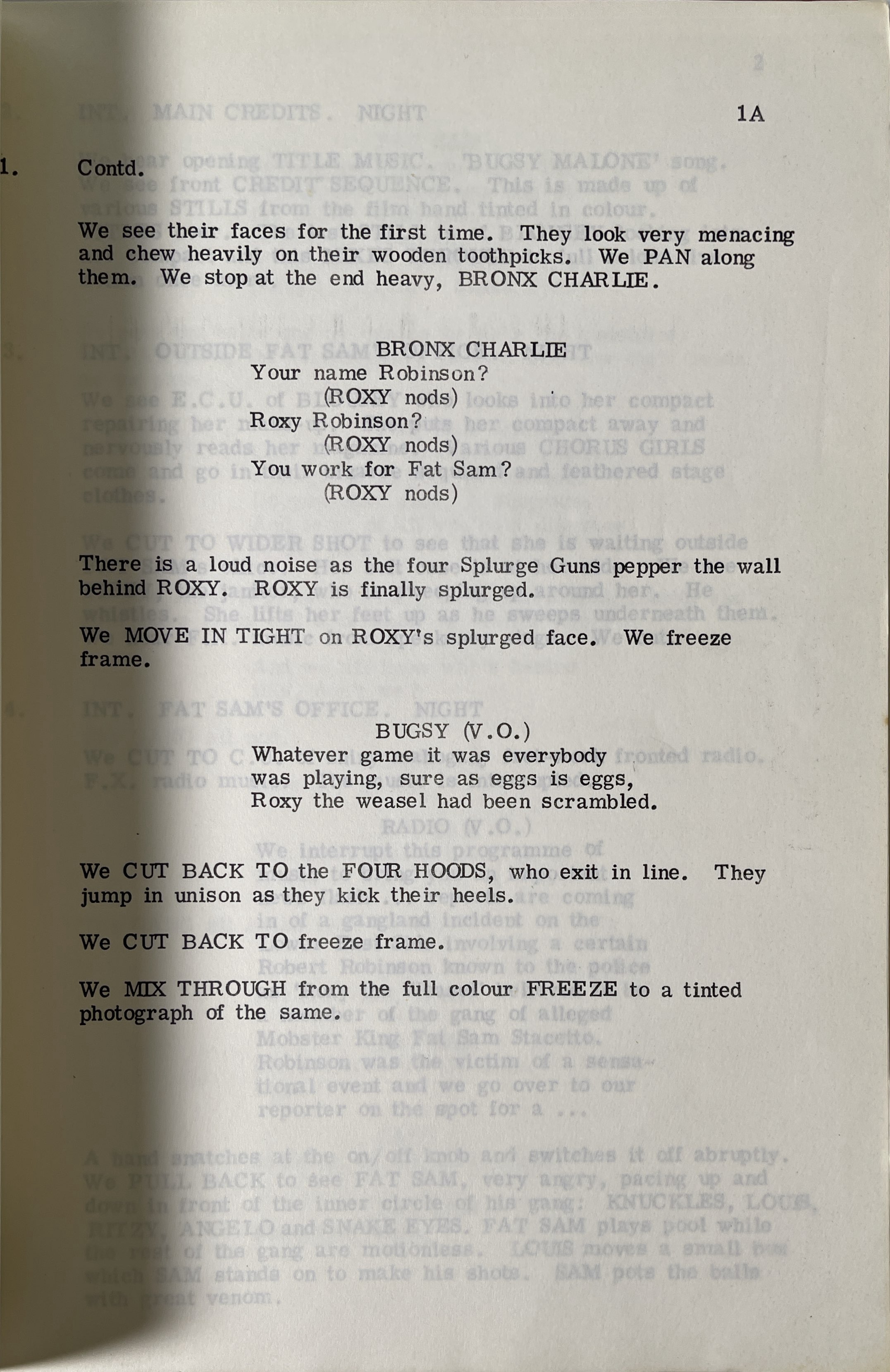 Lot 231 - BUGSY MALONE (1976) - ORIGINAL FINAL DRAFT